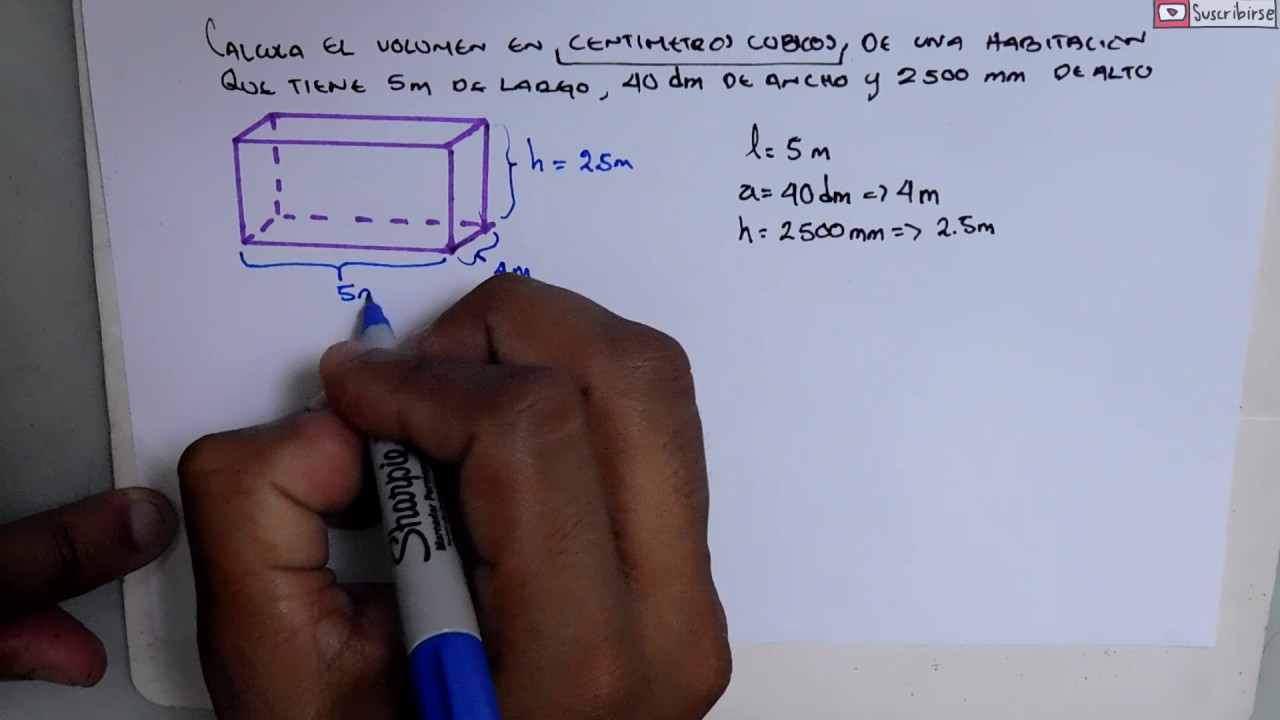 Método para calcular el volumen en centímetros cúbicos