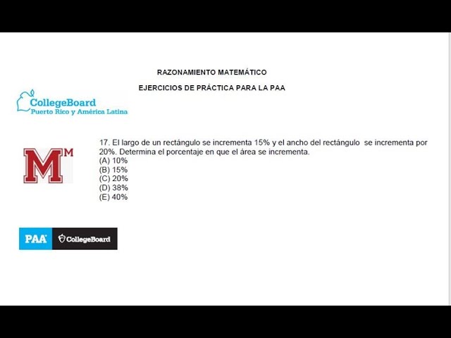 Aumento del largo y ancho de un rectángulo: incremento de 15 en el largo y 20 en el ancho