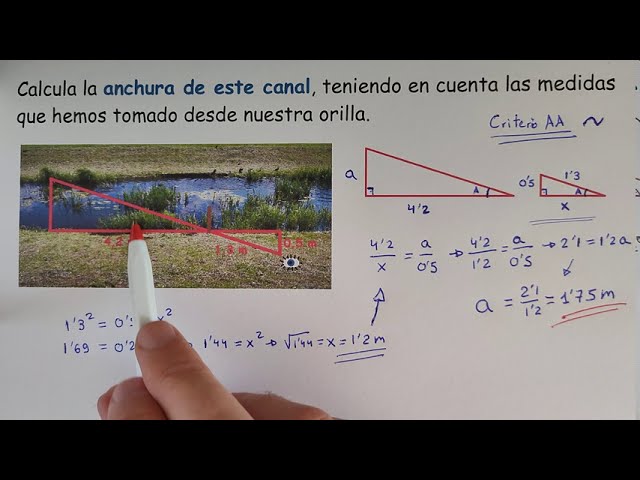 Cómo calcular la anchura ab de un río utilizando triangulación