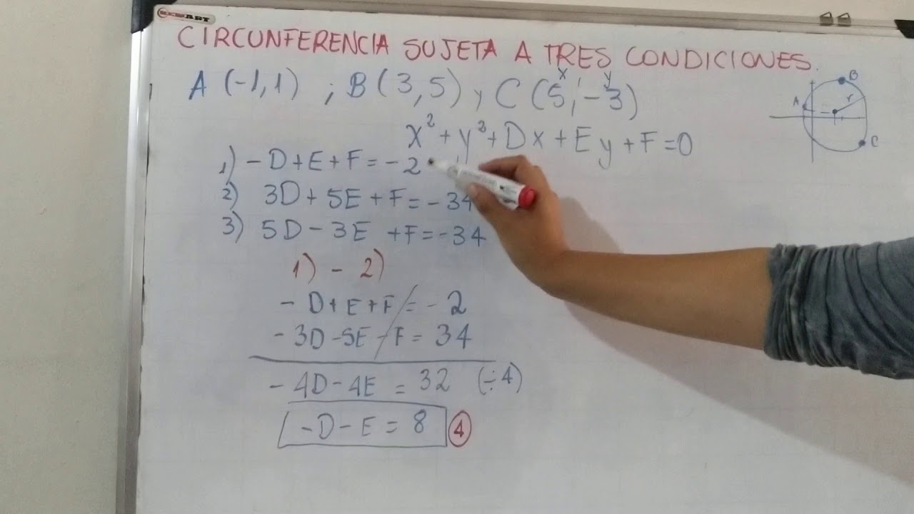 Cómo encontrar la ecuación de una circunferencia que satisface tres condiciones