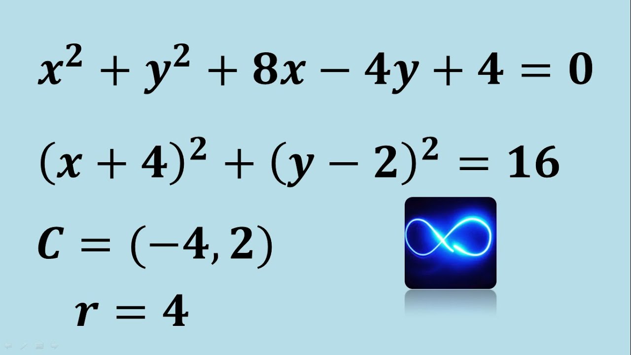 Ecuación general de una circunferencia: x2+y2−2x+4y−4=0