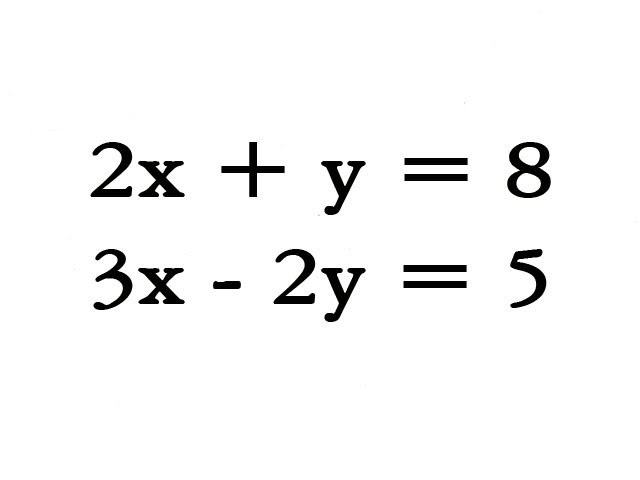 Ecuaciones lineales: Solución para 3x=6+2y y 2x-y=5