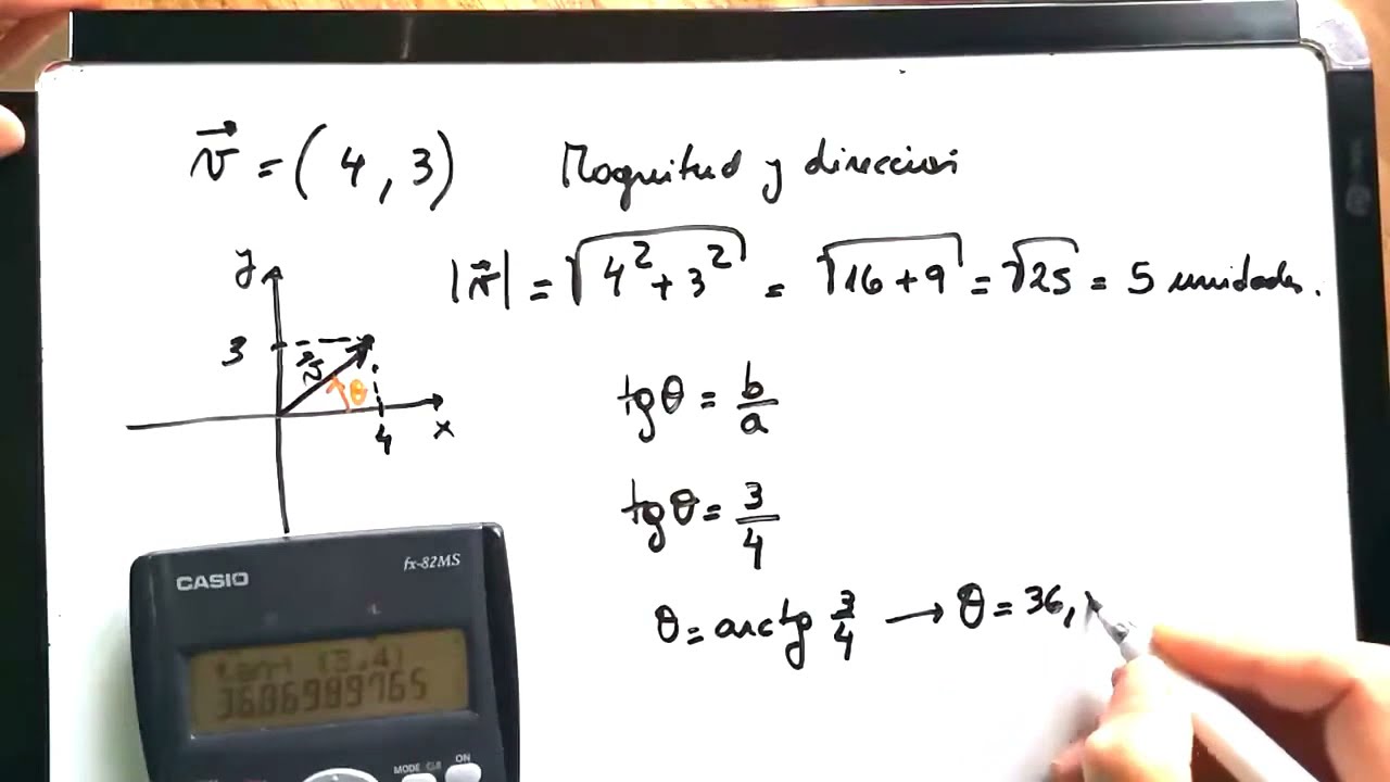 Ejemplos de magnitud y dirección de un vector