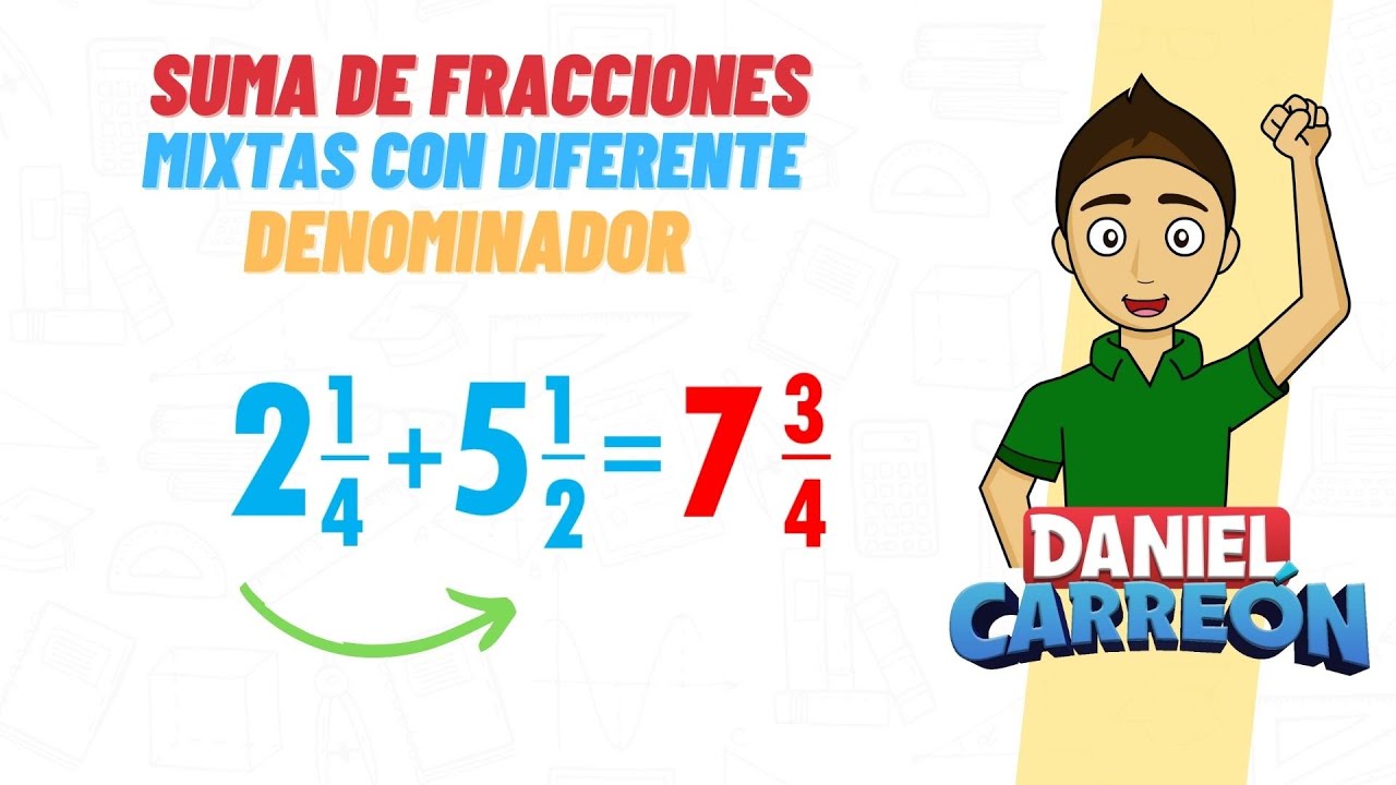 Ejemplos de suma de fracciones con enteros y denominadores diferentes