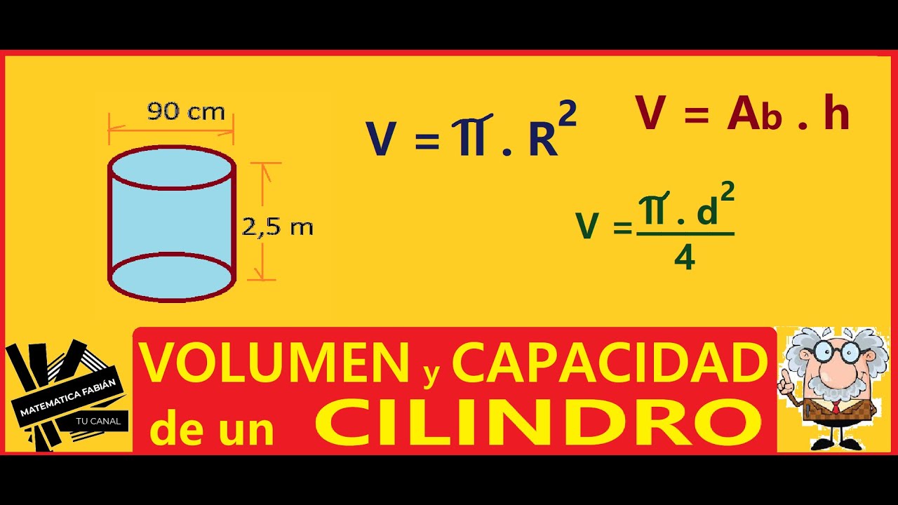 Calcula el volumen en litros del cilindro presentado