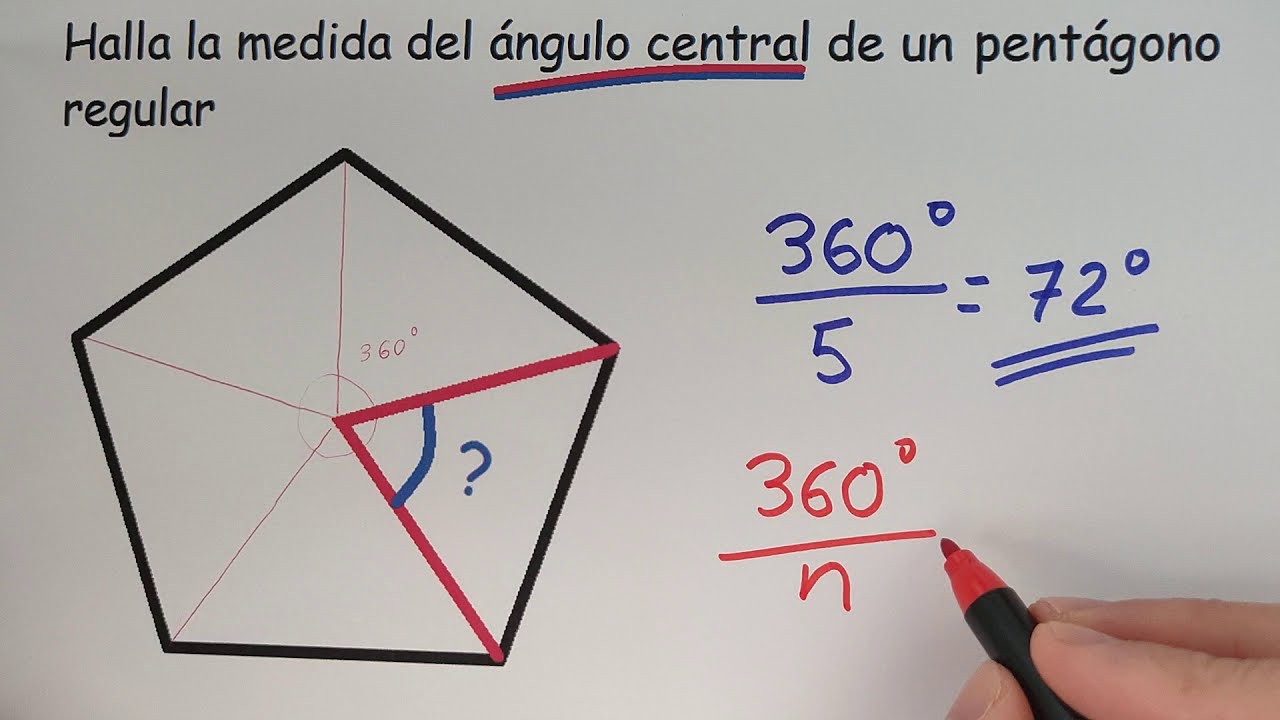 Cómo calcular el ángulo central de un pentágono regular