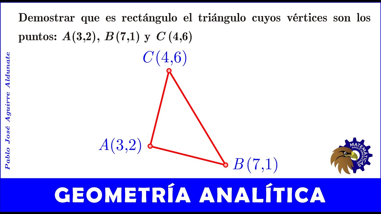 Demostración de la relación entre los puntos y los vértices de un triángulo rectángulo