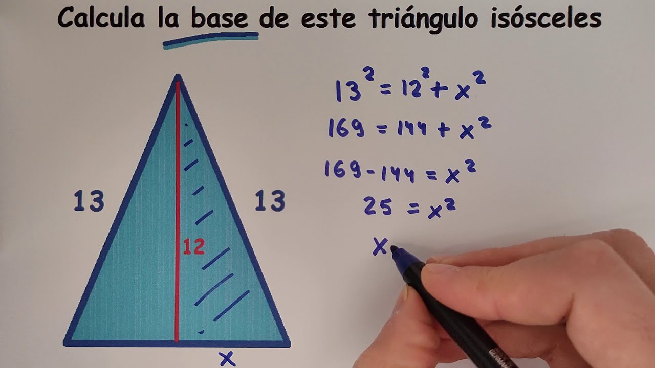 Método para calcular la base de un triángulo isósceles
